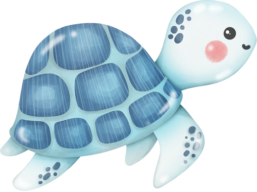 Sea turtle watercolor cartoon